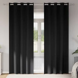 Zavjese za blackout s prstenovima 2 pcs Crna 260 x 140 cm
