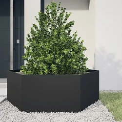 Vrtna sadilica crna šesterokutna 138 x 120 x 45 cm čelična