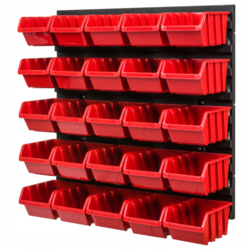Stena za orodje 39x39cm + 25 zabojev RED
