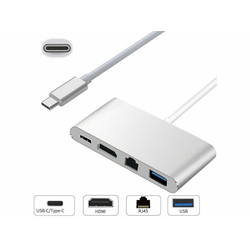 E-GREEN Adapter USB Tipc C - HDMI + USB 3.0 + Tip C + RJ45 (F)