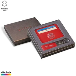 Princ Leather Poklon set, Futrola za kartice i privezak, Crveni