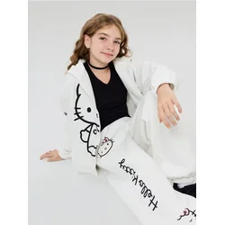 Sinsay - Oversize jogger donji deo trenerke sa printom Hello Kitty - krem