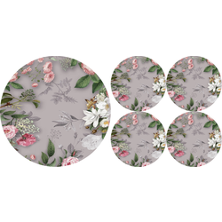 Bertoni Home Unisexs 1+4 Round Table Pads Set Melanie Grey