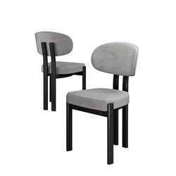 Hanah Home set trpezarijskih stolica Dore 6 kom, siva tkanina Babyface, crne metalne noge