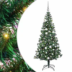 Umjetno predsvijetljeno božićno drvce Zelena 180 cm PVC i metal