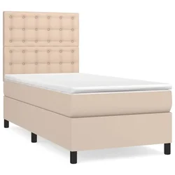 Vidaxl Box spring postelja z vzmetnico kapučino 80x200 cm umetno usnje