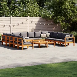 10-dijelna set vrtnih sofa s jastucima masivno bagremovo drvo