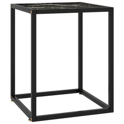 Stolić za kavu crni s crnim mramornim staklom 40 x 40 x 50 cm