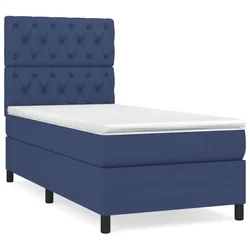 Vidaxl Box spring postelja z vzmetnico moder 80x200 cm blago