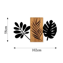 Atelier Del Sofa Zidna dekoracija Leaves 3, 58x103 cm, Crna