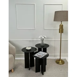 Hanah Home Set klub stolova Leo, 2 komada, Crni