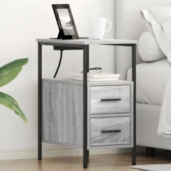 vidaXL Nočne omarice 2 pcs Siva sonoma 30 x 48 x 61 cm Konstruiran les