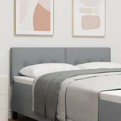LED glava kreveta s LED trakama Svijetlo siva 160 cm tkanina