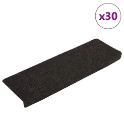 Prostirke za stepenice samoljepljive 30 kom 65x21x4 cm tamnosmeđe pravokutne rubove