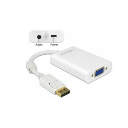 adapter DELOCK, DisplayPort (M) na VGA (Ž), 3.5 mm stereo audio, USB Micro-B (Ž), bel