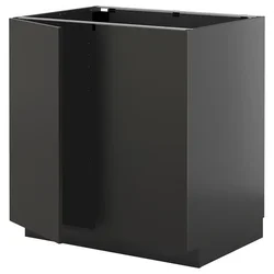 METOD Podni element s policama/2 vrata, Crnosiva/Nickebo boja antracita, mat, 80x60 cm