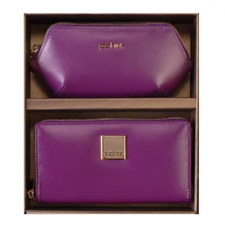 Princ Leather Ženski poklon set novčanik i neseser, Ljubičasti