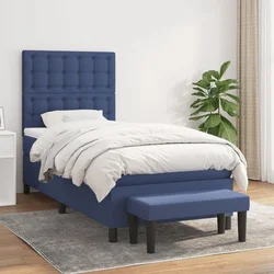 Vidaxl Box spring postelja z vzmetnico modra 100x200 cm blago
