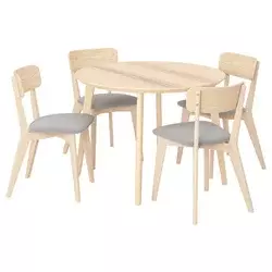 LISABO / LISABO Sto i 4 stolice, jasen/Tallmyra bela/crna, 105 cm