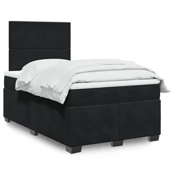 vidaXL Box spring postelja z vzmetnico črna 120x190 cm žamet