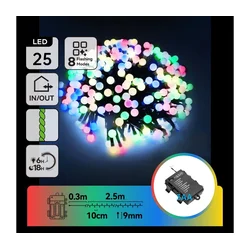 Aigostar - LED spoljašnji božićni niz 25x LED/8 funkcija 3xAA 2,8m IP44 višebojno
