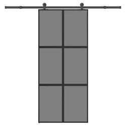 Klizna vrata s priborom 90 x 205 cmkaljeno staklo i aluminij