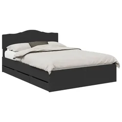 Vidaxl Konstrukcija postelje Črna 140 x 200 cm Inženirsko leseno