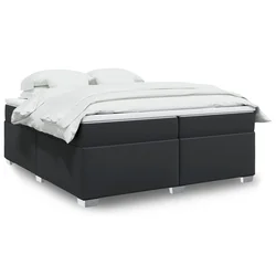 vidaXL Box spring postelja z vzmetnico črna 200x200 cm umetno usnje