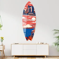 WallXpert dekorativna daska za surf od pleksiglasa Mvsf55M, ilustracija Sidneja sa operom i lučkim mostom, 36 x 100 cm