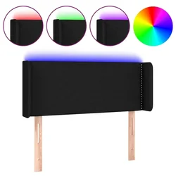 Vidaxl LED posteljno vzglavje črno 83x16x78/88 cm blago