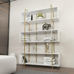 HANAH HOME Polica za knjige Bruti White Gold
