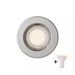 Philips - LED RGBW prigušiva ugradna svetiljka PERIDOT 1xGU10/6W/230V srebrna + daljinski upravljač