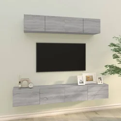 4-dijelni set TV ormarića sivog sonome konstruirano drvo