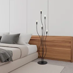 Opviq Podna lampa Bonibon-13231, 35x35x155 cm, 5x E14, 200 cm Kabl, Crna