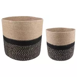 Set saksija za biljke 2 pcs Prirodna i crna O 28 x 28 cm