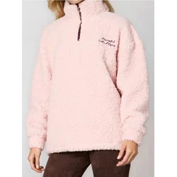 Sinsay - Oversize sherpa duks sa stojec´im okovratnikom i rajsferšlusom - pastelno roze