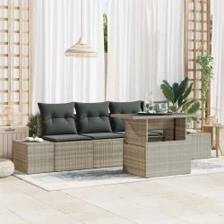 Set sofe s jastukom 5 pcs Svijetlo siva poliratan