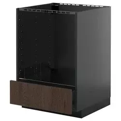 METOD / KNIVSHULT Pod.elem. za pećnicu s fiokom, Crnosiva/Sinarp smeđa, 60x60 cm