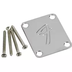 Fender Neck plate - F chrome metalna pločica