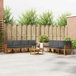 Set vanjskih sofa 9 kom. Prirodna i antracit