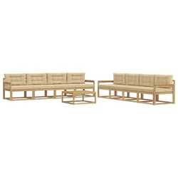 Set vanjskih sofa 9 pcs Bijela i bež 79 x 79 x 37 cm Poliester