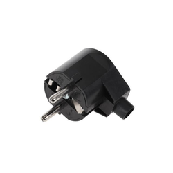 KEMOT Vtikač 16A/250V plastični za kabel, kotni, črni, (20773206)