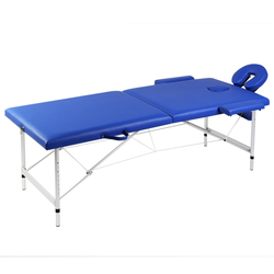 VIDAXL modra zložljiva masažna miza z 2 območji in aluminjastim okvirjem