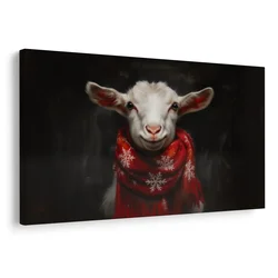 Slika božična koza s šalom - 120x80