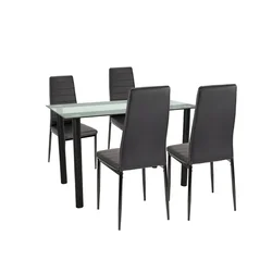 Mezza 4+1 jedilni set črno-črna
