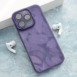 Maska za iPhone 16 Pro Max Glitter Feather ljubičasta