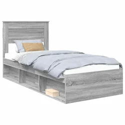Vidaxl Konstrukcija postelje z vzglavjem Siva Sonoma 75 x 190 cm