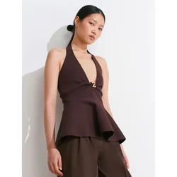 Dilvin Bluza Blusen temno rjava