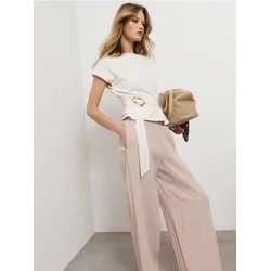 Sinsay - Wide leg pantalone sa viskozom - BEŽ