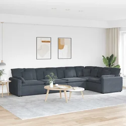 Modularna sofa s jastucima, baršunasta, tamno siva